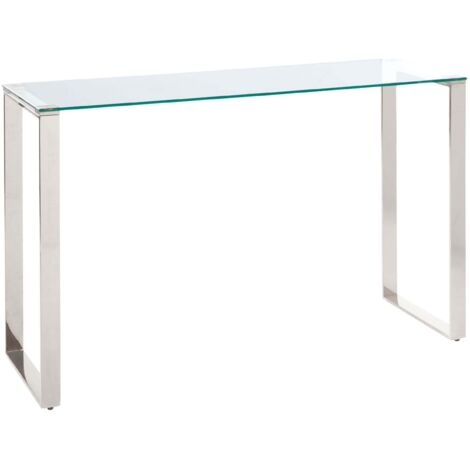 Consolle in vetro temperato trasparente placcato e acciaio inox 120 x 40 cm Tilon