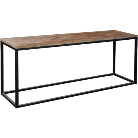 Consolle Industriale in Legno di Olmo Riciclato e Ferro PÄRUMM Serie Nege 76x45x160 cm