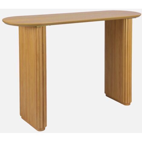 Consolle ovale in legno di hevea impiallacciato rovere