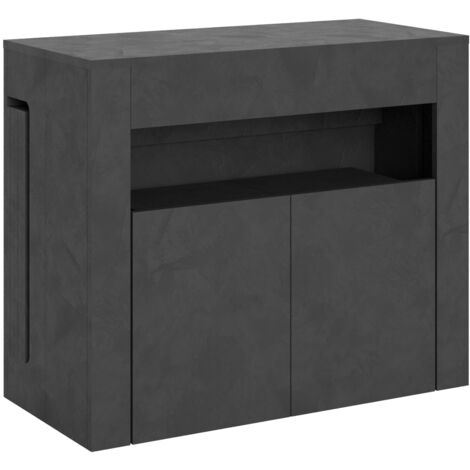 Consolle Tavolo Allungabile 90-302x42x75 cm Evolve Antracite Spatolato con Panca Inferiore