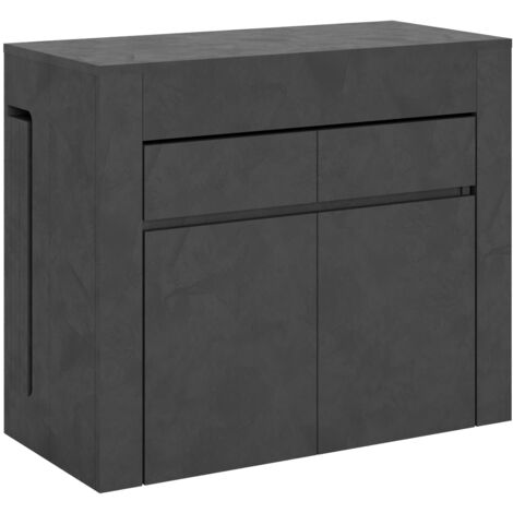 Consolle Tavolo Allungabile 90-302x42x75 cm Evolve Antracite Spatolato con Panca Inferiore e Superiore