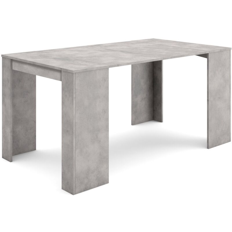 Consolle allungabile, Tavolo consolle allungabile , 160, Per 8 persone, Tavolo da pranzo, Stile moderno, Grigio Cemento - Skraut Home