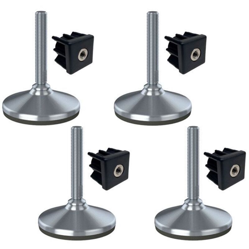 construction site equipment 16x150x105mm stainless foot, base with rubber pad + inserts 40x40x2.mm -Set of 4