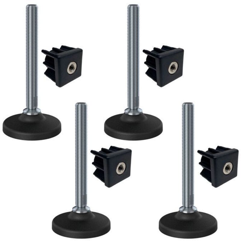 construction site equipment stainless leveling feet 16x150 plastic base + inserts 40x40x16 2.0mm - 4 pieces