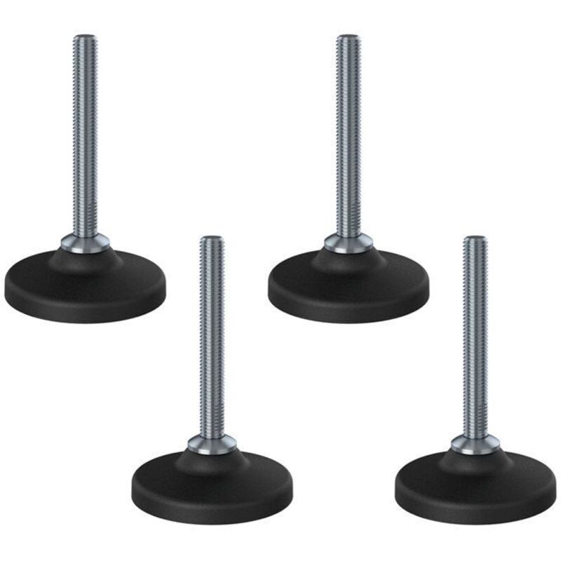 construction site equipment stainless leveling foot M12x100 with AISI 304 / A2 plastic base 50 mm