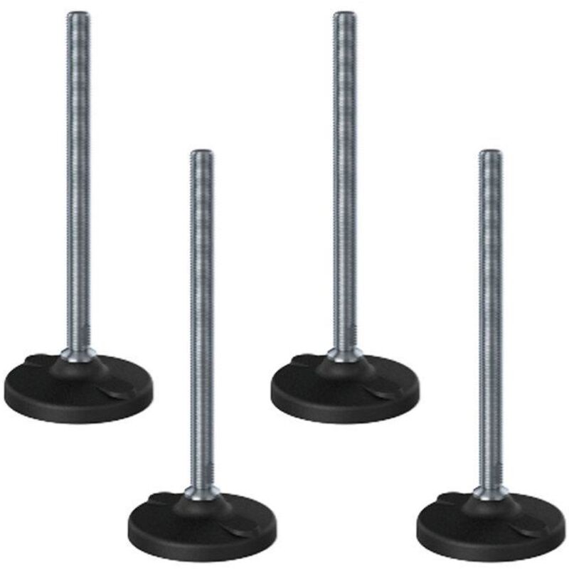 construction site equipment stainless leveling foot M16x230 with 100mm plastic base with holes AISI 304 / A2 - Set of 4