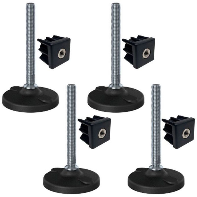 construction site equipment stainless steel foot 16x150x100mm, plastic with holes + inserts 40x40x1.5mm -Set of 4