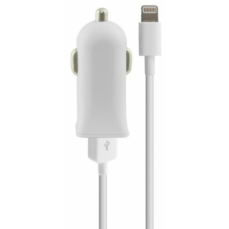 

Cargador USB para Coche + Cable Lightning MFi 2.1A Blanco - Contact