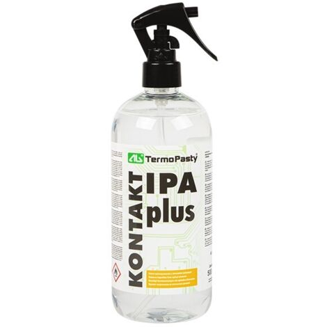 CONTACT IPA PLUS. Alcool isopropylique de haute pureté. Élimine toutes les impuretés des éléments optiques. Ne laisse ni traces ni taches. Possède des propriétés dégradantes. Flacon plastique de 500 m