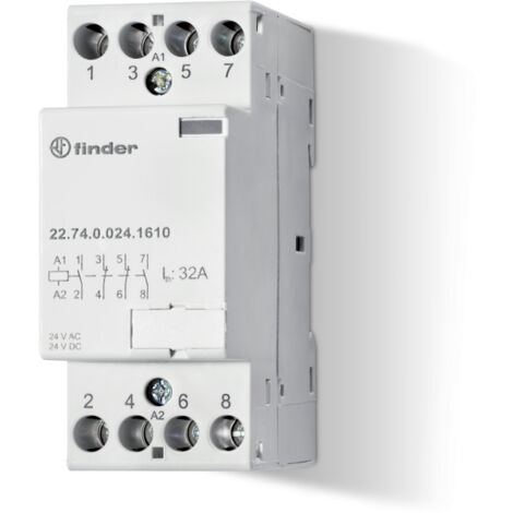 Contacteur 3NO + 1NC 32A 24V AC/DC AgNi indicateur mécanique 430836 FINDER 227400241710