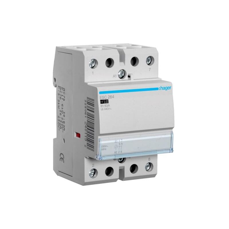 Contacteur 63A 2 Contacts à ouverture 230V Hager ESC264