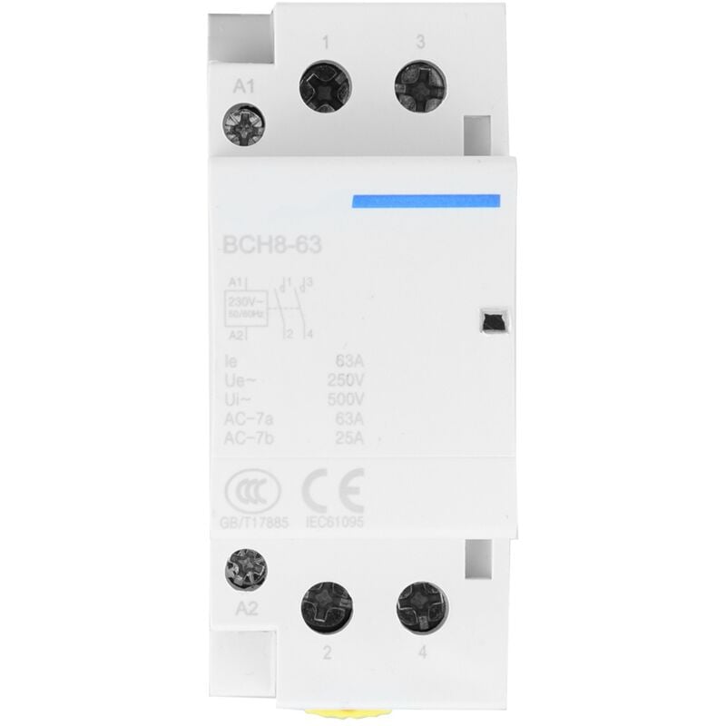 Jeffergarden Contacteur ac, 2P 2NO 63A 24V 220V/230V 50/60Hz Contacteur ac domestique Montage sur rail din 35mm pour applications