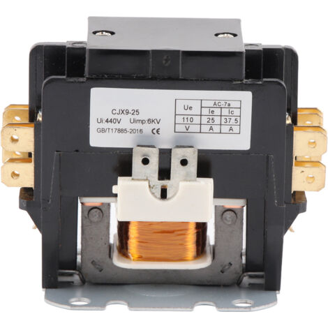 Contacteur AC CJX9-25 2P, contacts alliage argent, coque PP ignifuge, 25A, pour climatiseur, 110V