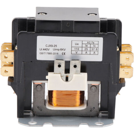 Contacteur AC CJX9-25 2P, contacts alliage argent, coque PP ignifuge, 25A, pour climatiseur, 110V