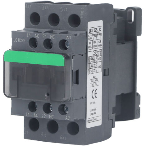 Contacteur AC de Remplacement LC1D25, Bobine de Cuivre Sûre, Haute sensibilité, Contacteur AC, Résistant aux Hautes Températures, Forte capacité de pour un Usage Industriel