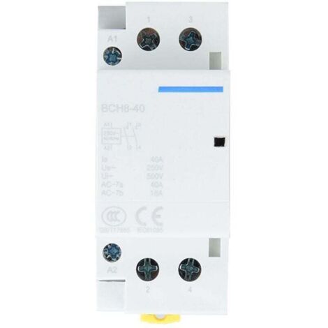 Contacteur AC domestique 2P 40 A sur rail DIN, faible consommation, 1 NO + 1 NC, 220–230 V  50/60 Hz