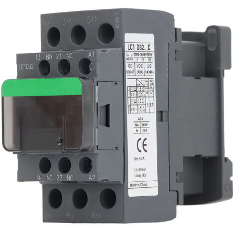 Contacteur AC LC1D32 32A Contrôleur de Moteur de Bobine Haute Tension, 1NO 1NC, Forte conductivité, pour Installation électrique Industrielle et Contrôle de Charging