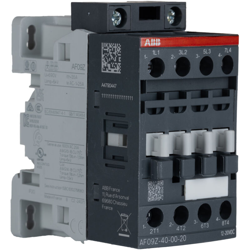 Contacteur ABB série af, 4 pôles , 4 n/o, 25 a, 12 v c.c., 4 kW ( Prix pour 1 )