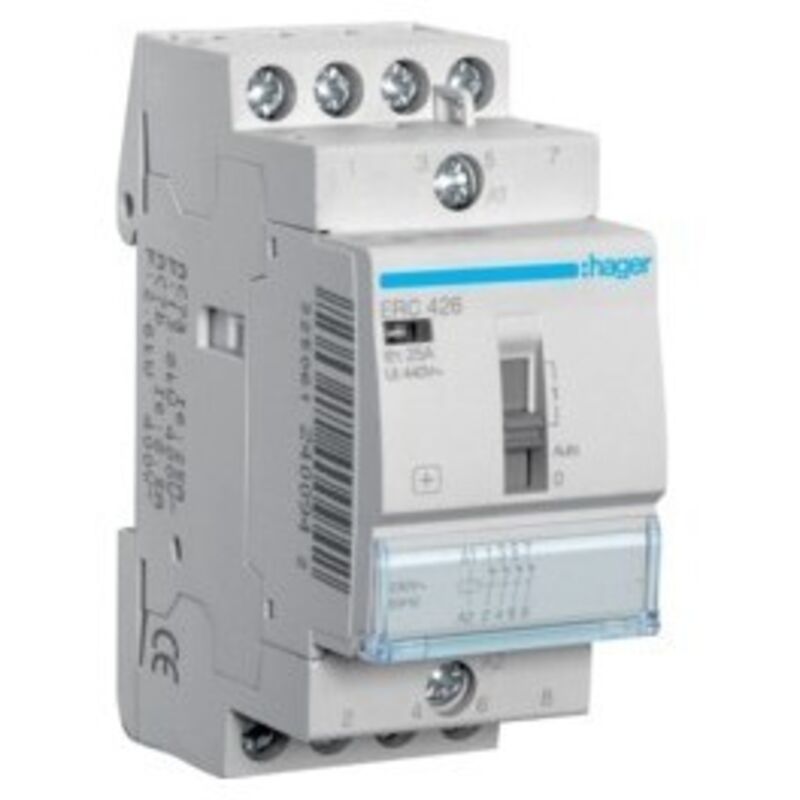 Contacteur à commande manuelle 25A 4 contacts à Ouverture 230V Hager ERC426