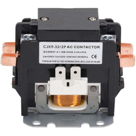 Contacteur climatisation 32 A, 2 pôles AC 240 V, contacts en alliage d’argent pour distribution électrique