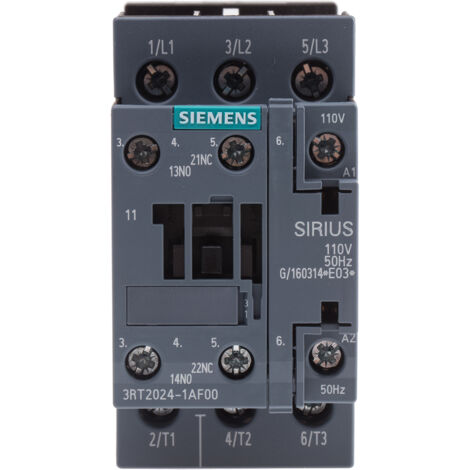 Contacteur de puissance 12A 3P 110V AC 1NO 1NC S0 3RT2024-1AF00