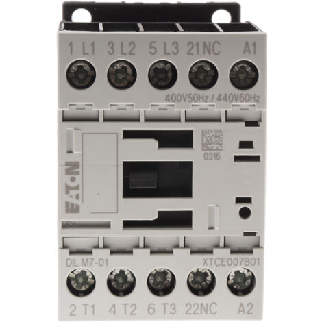 Contacteur de puissance 3p+1O 3kW/400V/AC3 000276587 EATON DILM7-01(400V50HZ,440V60HZ)