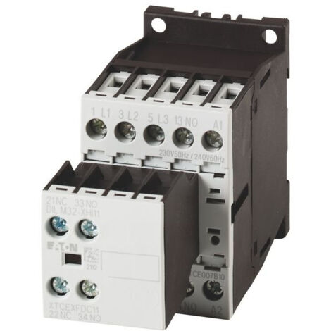 Contacteur de puissance 3p+2F+1O 3kW/400V/AC3 000276635 EATON DILM7-21(24VDC)