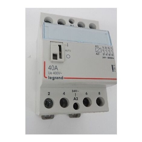 Contacteur de puissance 40A 4P contact 4F (4NO) commande manuelle bobine 24V 3 modules LEGRAND 412518