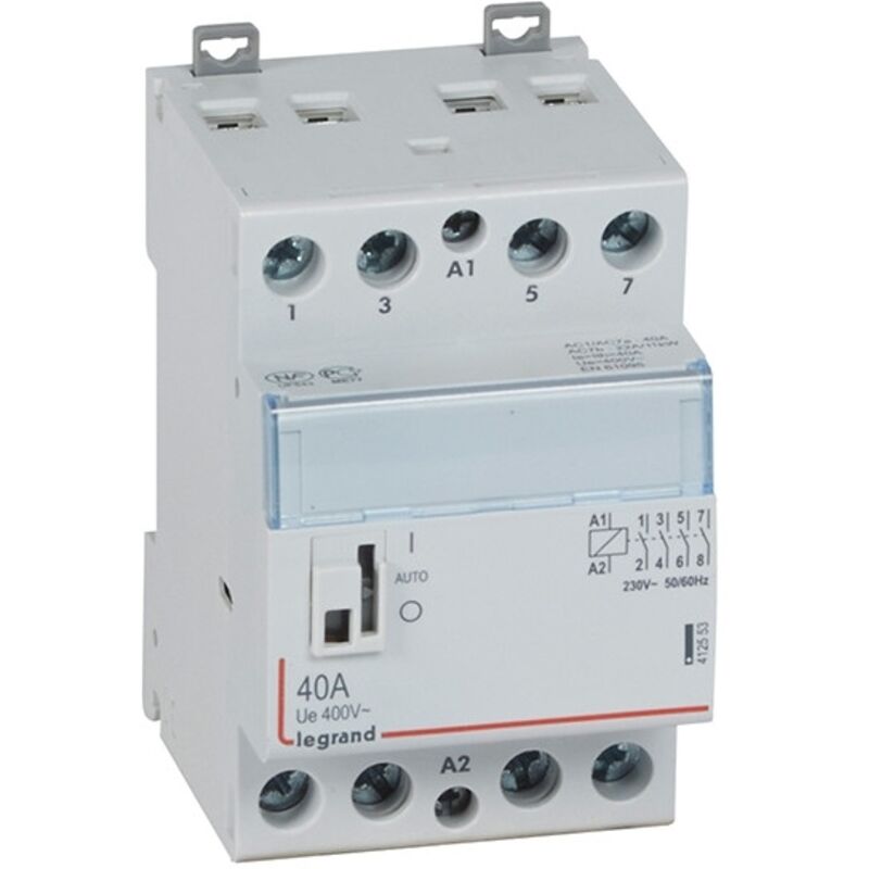 Contacteur de puissance 40A 4P à fermeture contact 4F bobine 230V 3 modules CX³ Legrand 412553