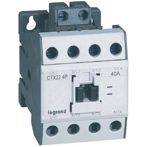 Contacteur de puissance CTX 4 pôles 22A sans contact auxiliaire intégré tension commande 230V (416426)