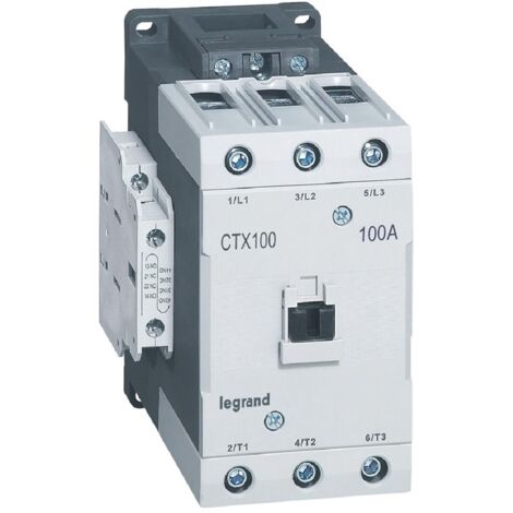 Contacteur de puissance CTX³100 3 pôles 100A bornes à cage contacts auxiliaires 2 contacts NO et 2NF 230V LEGRAND 416236