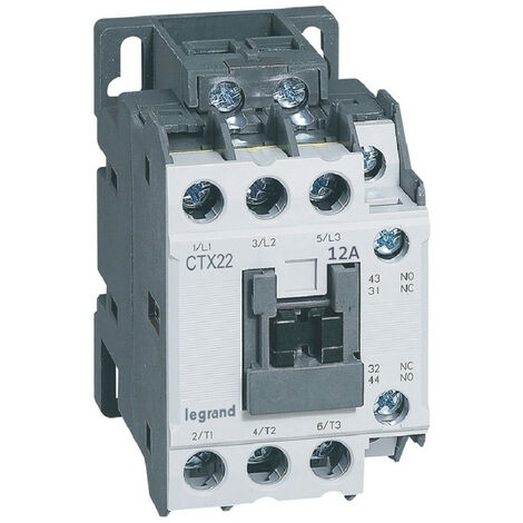 Contacteur de puissance CTX22 3 pôles 12A bornes à vis avec contacts auxiliaires intégrés 1NO et 1NF 230V (416096)