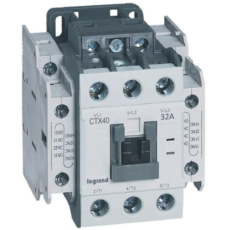 Contacteur de puissance CTX40 3 pôles 32A bornes à vis contacts auxiliaires intégrés 2 contacts NO et 2NF 24V (416121)