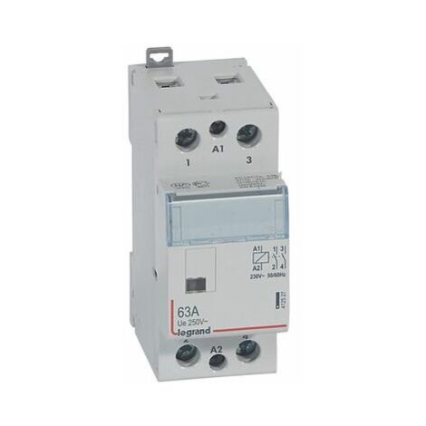 Contacteur de puissance CX³ bobine 230V sans commande manuelle - 2P 250V - 63A - contact 2F - 2 modules - LEGRAND