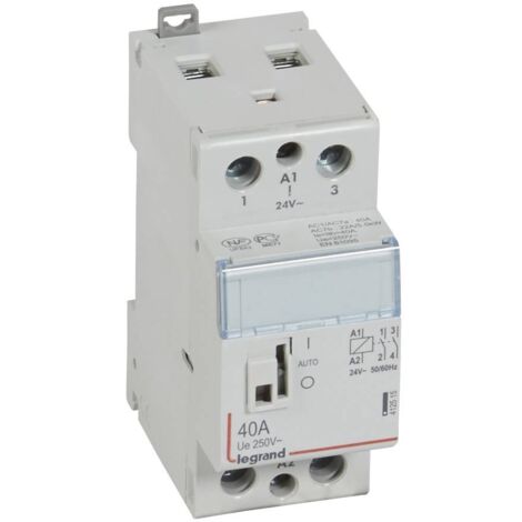 Contacteur de puissance CX³ commande manuelle bobine 24V 2 Pôles 250V 40A contact 2F 2 modules LEGRAND 412515