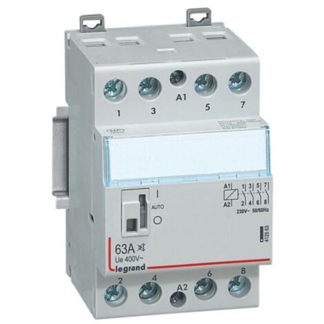 Contacteur de puissance CX³ silencieux bobine 230V - 4P 400V - 63A - contact 4F - 3 modules - LEGRAND