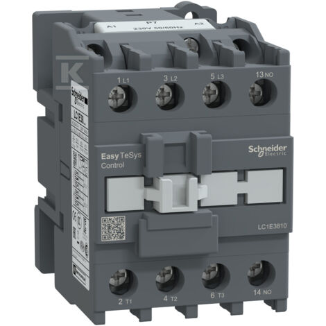 Contacteur de puissance Easy TeSys Control AC-3, 38 A, triphasé (1 NO), bobine 230 V, 50/60 Hz LC1E3810P7