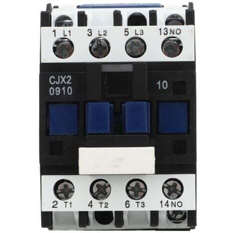 Contacteur de puissance électrique CJX2 0910, Contact argenté triphasé avec base de montage sur Rail Din pour moteur AC 9A