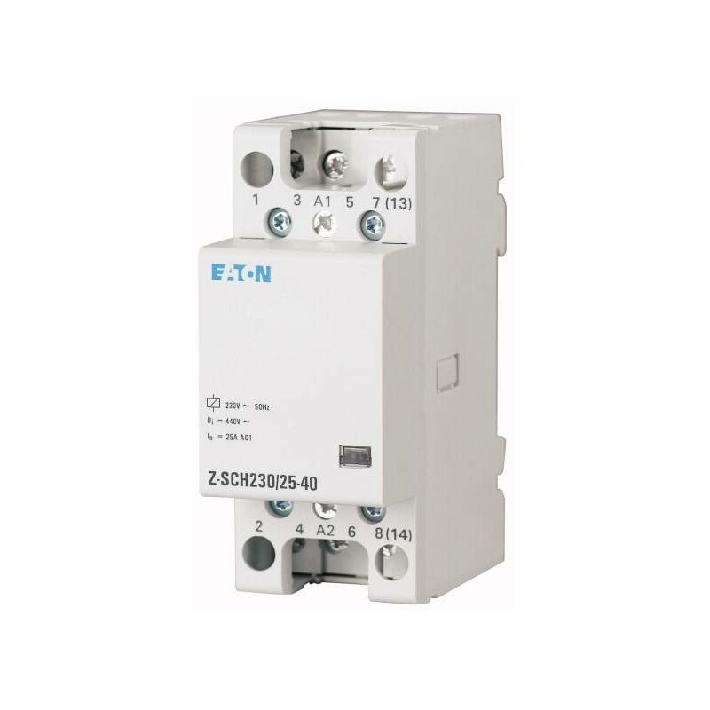 Z-SCH230/25-40 Contacteur d'installation Tension nominale: 230 v, 240 v Courant de commutation (max.): 25 a 4 no (t) 1 pc(s) A216162 - Eaton