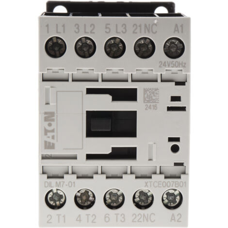 Contacteur Eaton série Eaton Moeller, 3 pôles , 3NO, 7 A, 24 V c.a., 3 kW ( Prix pour 1 )