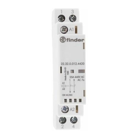 Contacteur Finder série 22 Series, 2 pôles , 2 N/F, 25 A, 12 V c.c. ( Prix pour 1 )
