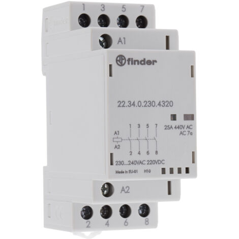 Contacteur Finder série 22 Series, 4 pôles , 25 A, 240 V ac ( Prix pour 1 )