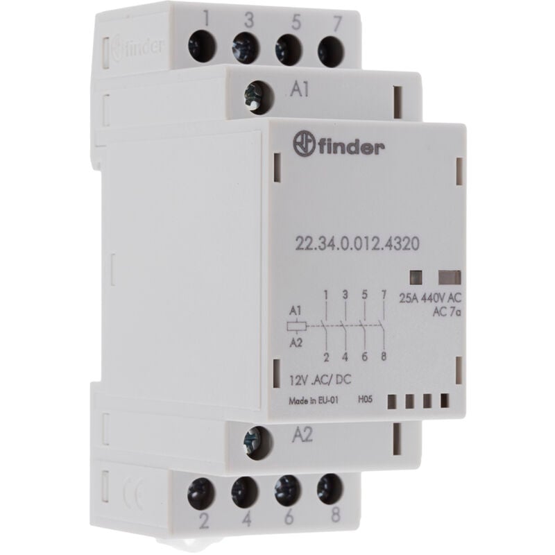Contacteur Finder série 22 Series, 4 pôles , 25 a, 12 v ac/dc ( Prix pour 1 )