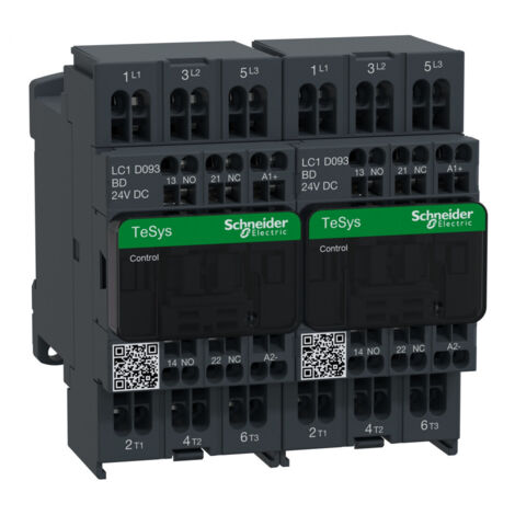 Contacteur inverseur 3P AC 3 440V 9A bobine 24Vcc TeSys LC2D SCHNEIDER LC2D093BD