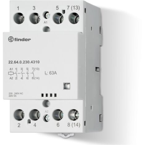Contacteur modul 3NO+1NC 63A 12V AC/DC AgSnO2,indicat méca,contact miroir 429342 FINDER 226400124717