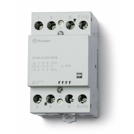 Contacteur modulaire 2NO + 2NC 63A 12V AC/DC AgSnO2 indicateur méca 376547 FINDER 226400124610