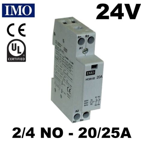 Contacteur modulaire 2NO à 4NO - 20A ou 25A - 24V - Type de contact - Contacteur 24V - 20A - 2NO (2F) - Ouvert au repos