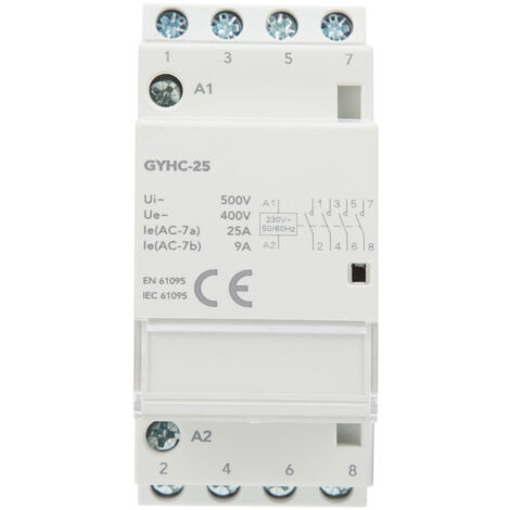 Contacteur Modulaire 4P 25A pour Contrôle de Circuit Industriel et Domestique 4NO 230V 50Hz