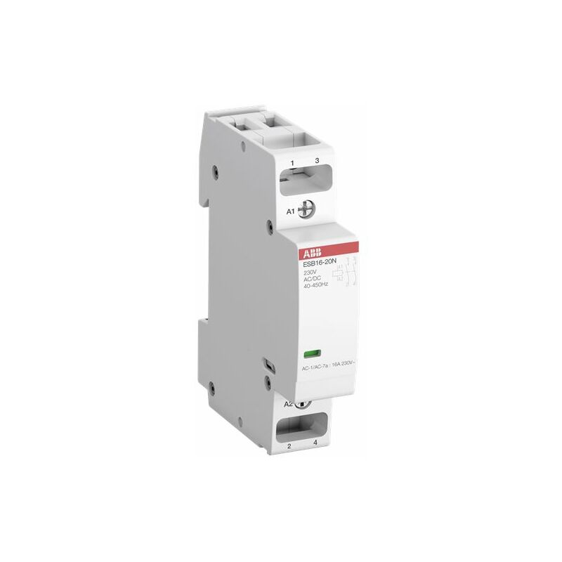Contacteur d'installation ABB, 2 pôles , 2 N/O, 20 A, 230 V c.a., 4,6 kW ( Prix pour 1 )