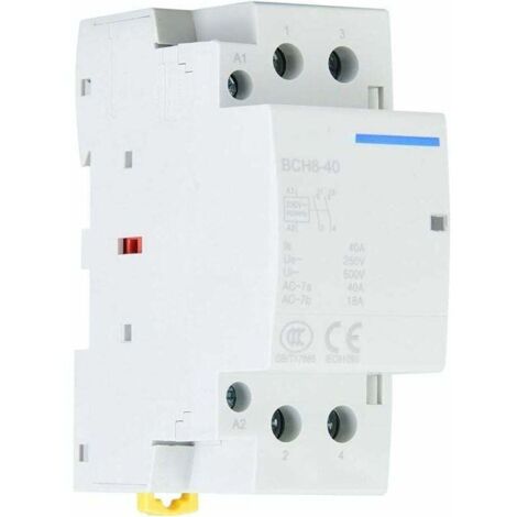 Contacteur modulaire AC 2P 2NO 40 A 220–230 V  50/60 Hz, montage rail DIN 35 mm, fréquence commutation 30 cycles/h